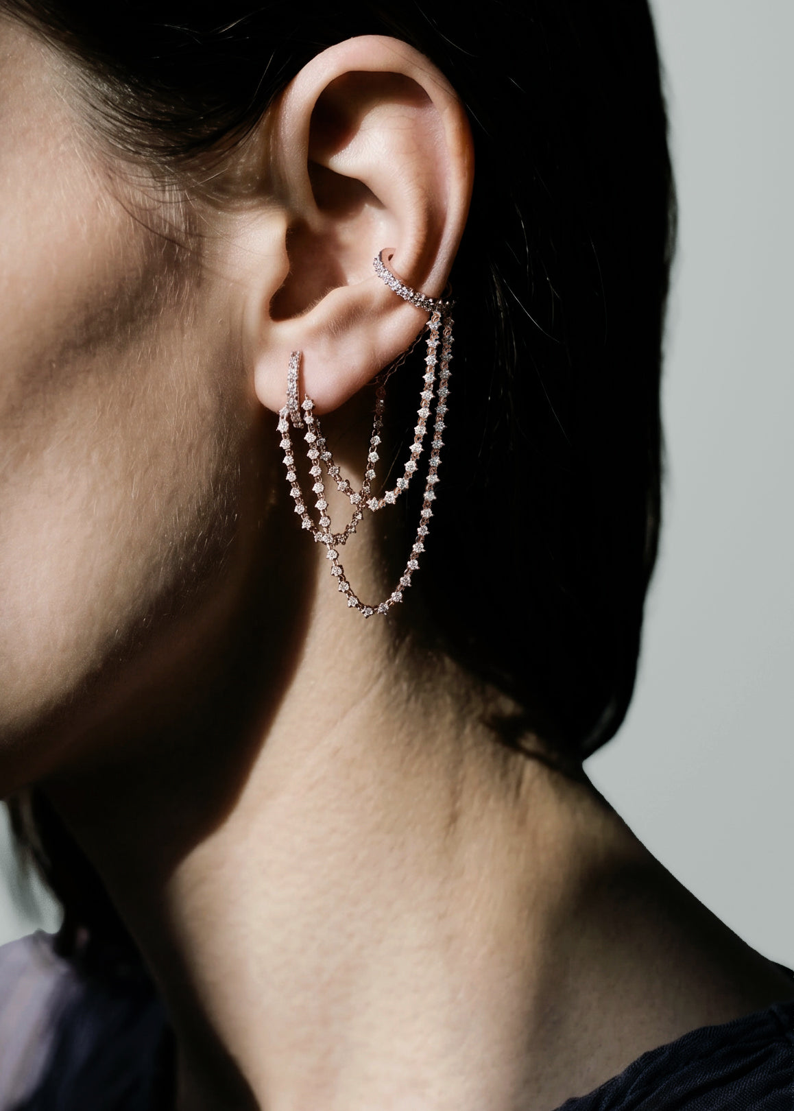 Parabole single earring 3 lines