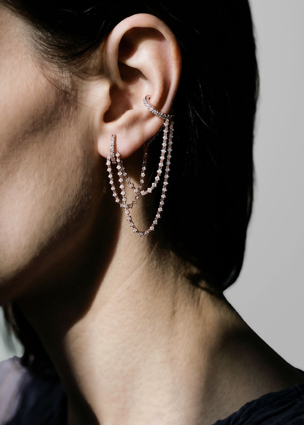 Parabole single earring 3 lines