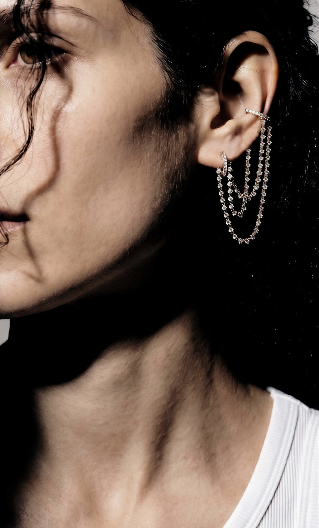 Parabole single earring 3 lines