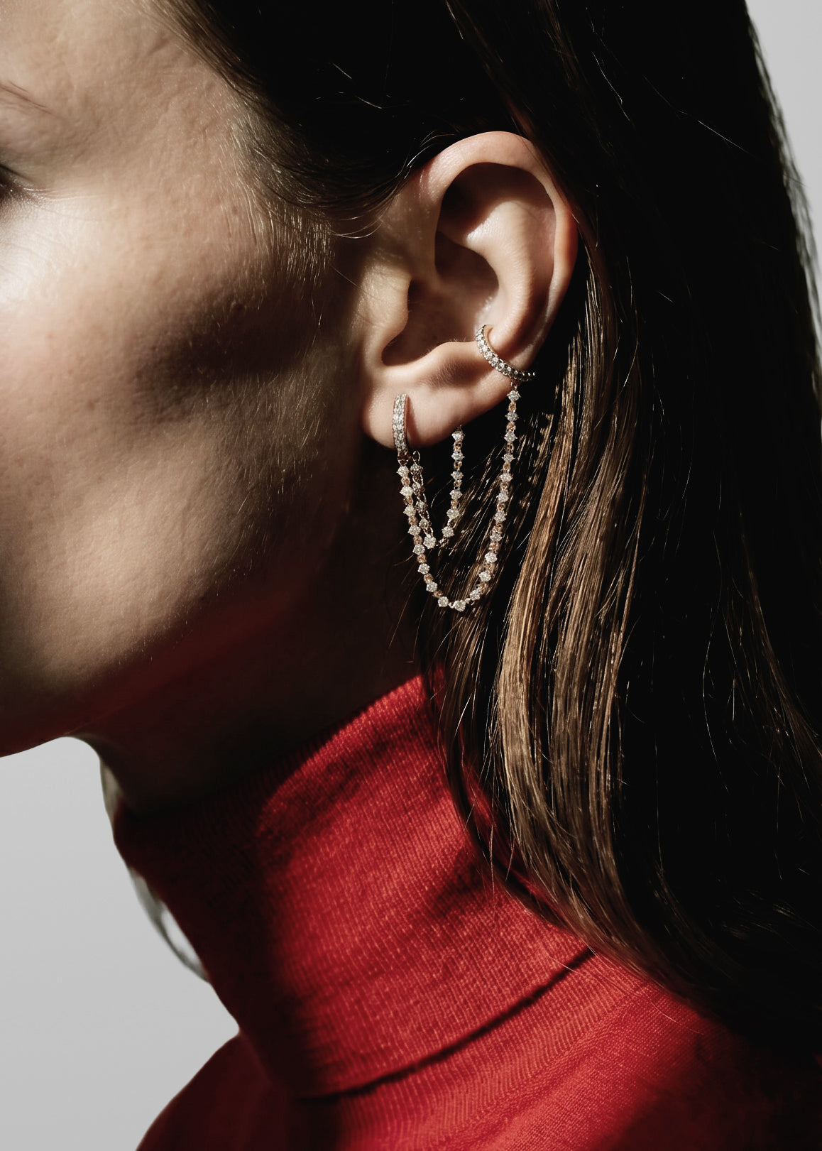 Parabole single earring 2 lines