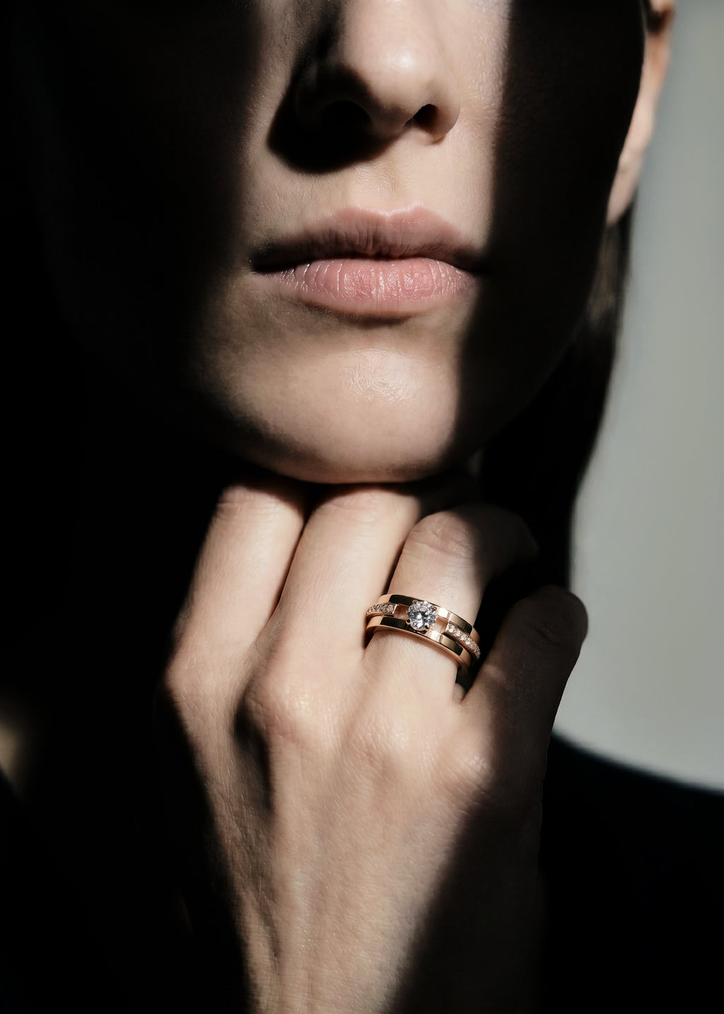 Volume engagement ring 3 rows