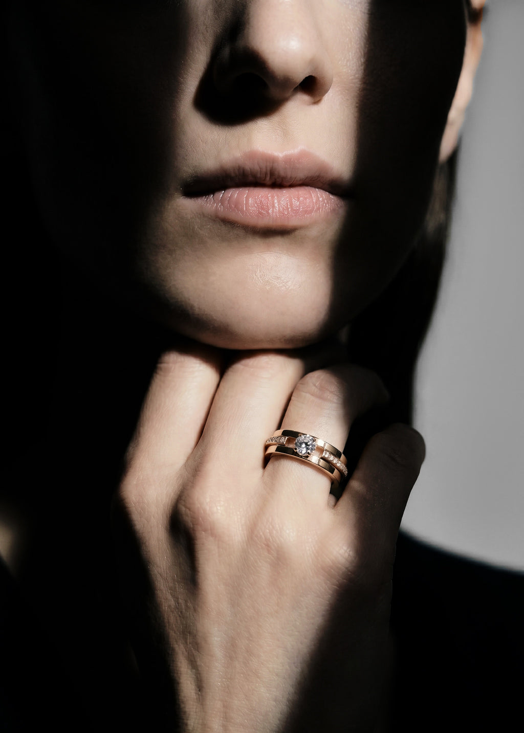 Volume engagement ring 3 rows