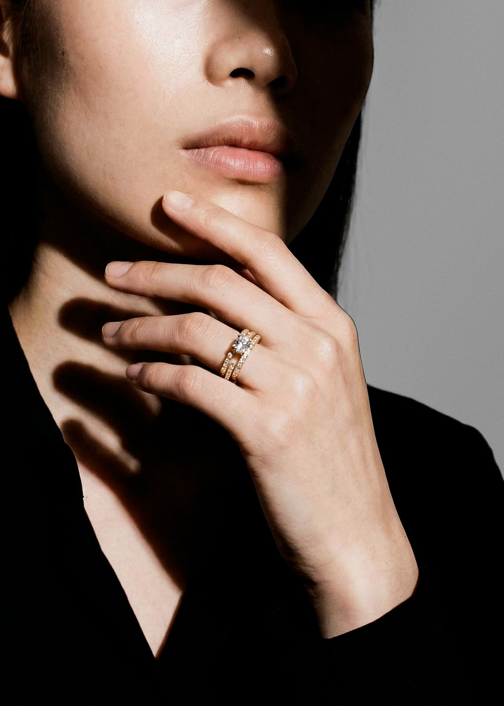 Volume engagement ring 3 rows