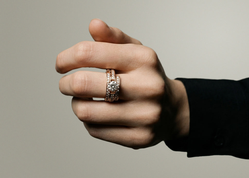 Volume engagement ring 3 rows - view 4 - Dauphin