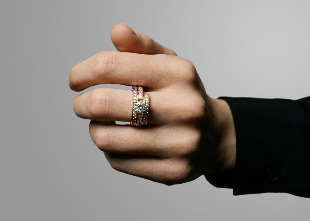 Volume engagement ring 3 rows