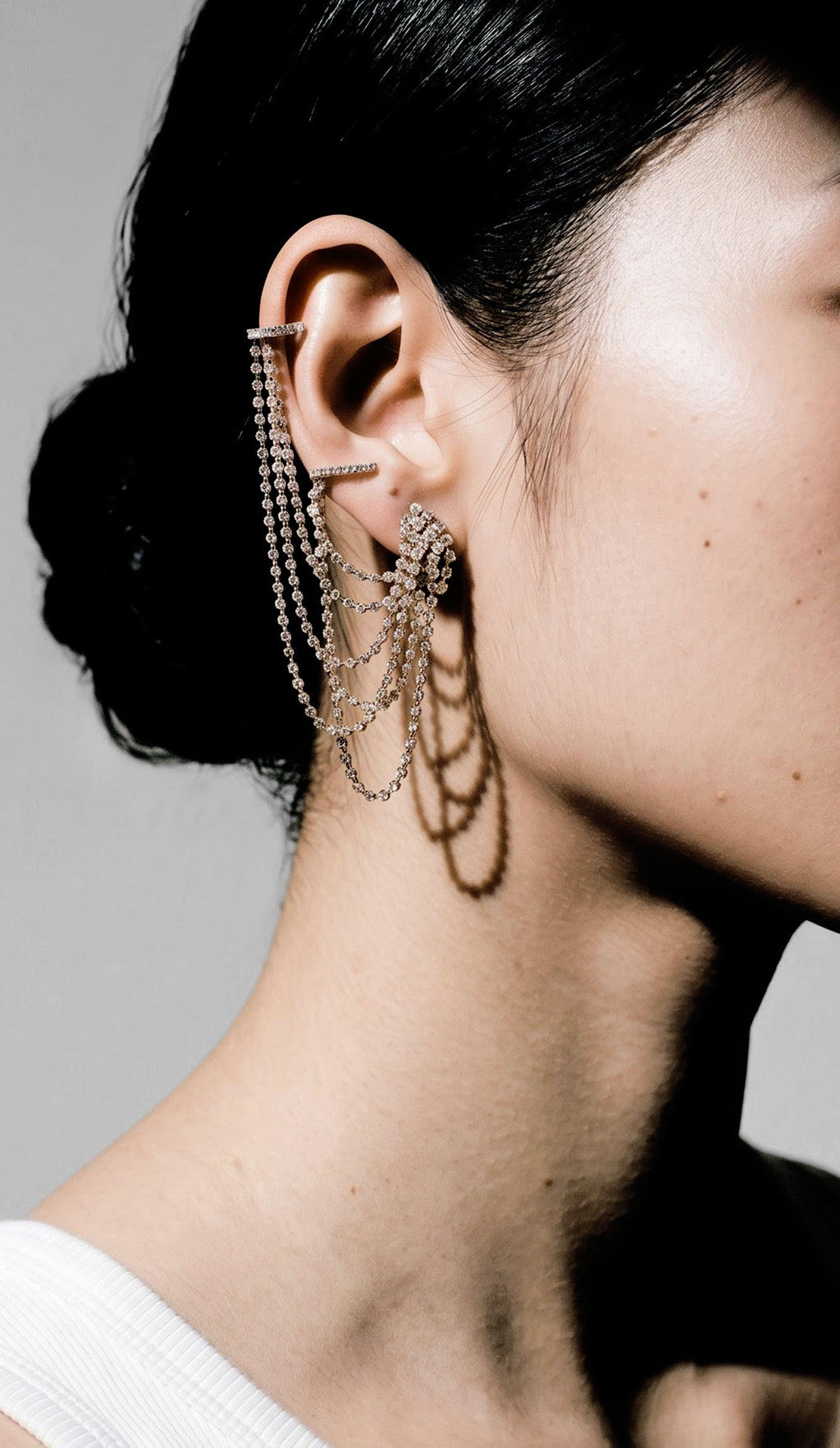 Parabole single earring 5 lines