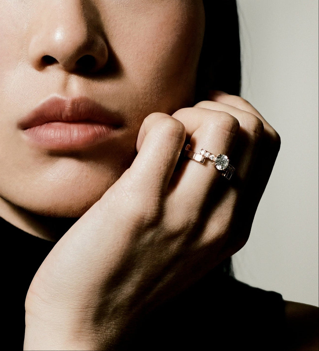 Disruptive engagement ring 2 rows - view 2 - Dauphin