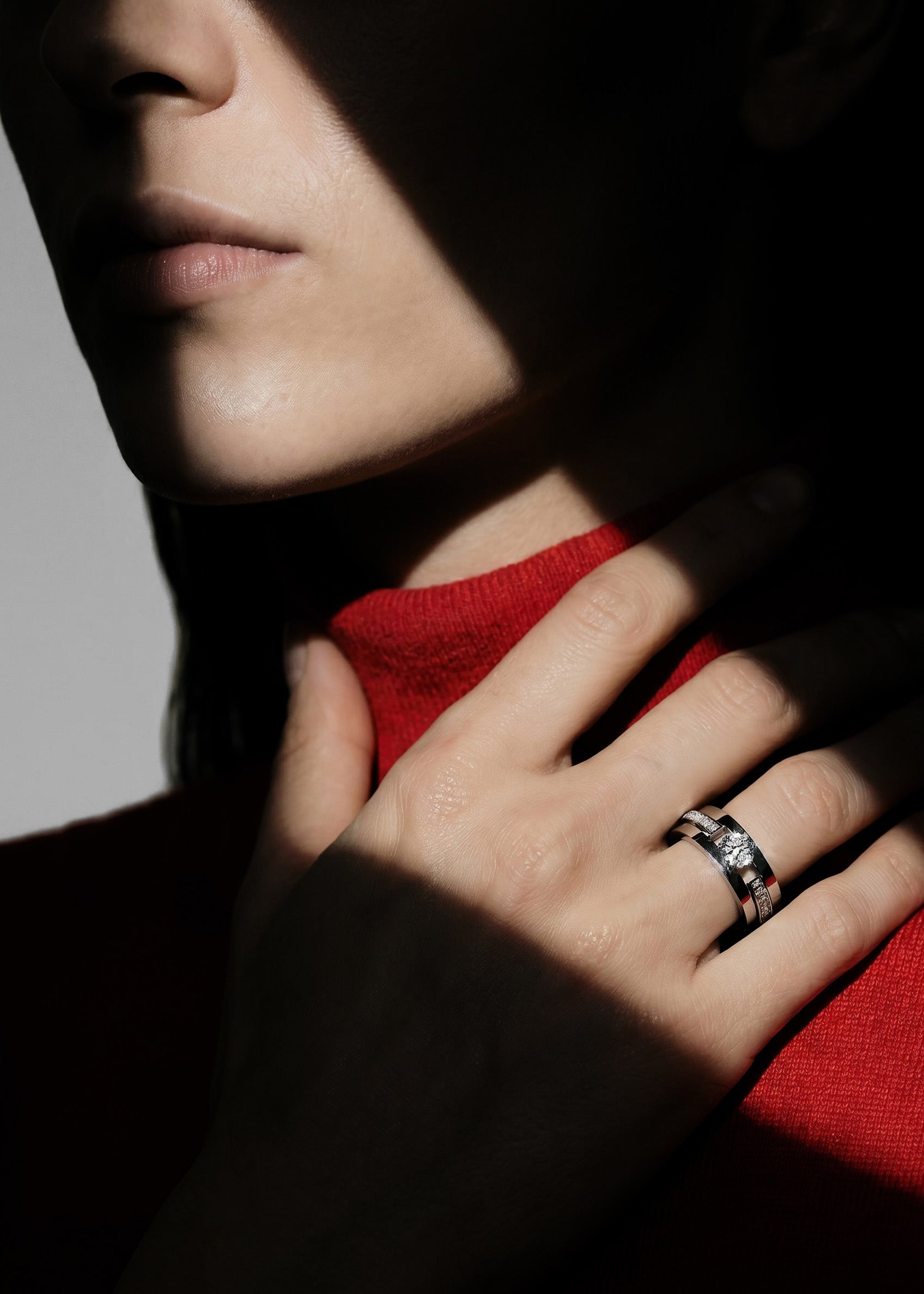 Volume engagement ring 3 rows