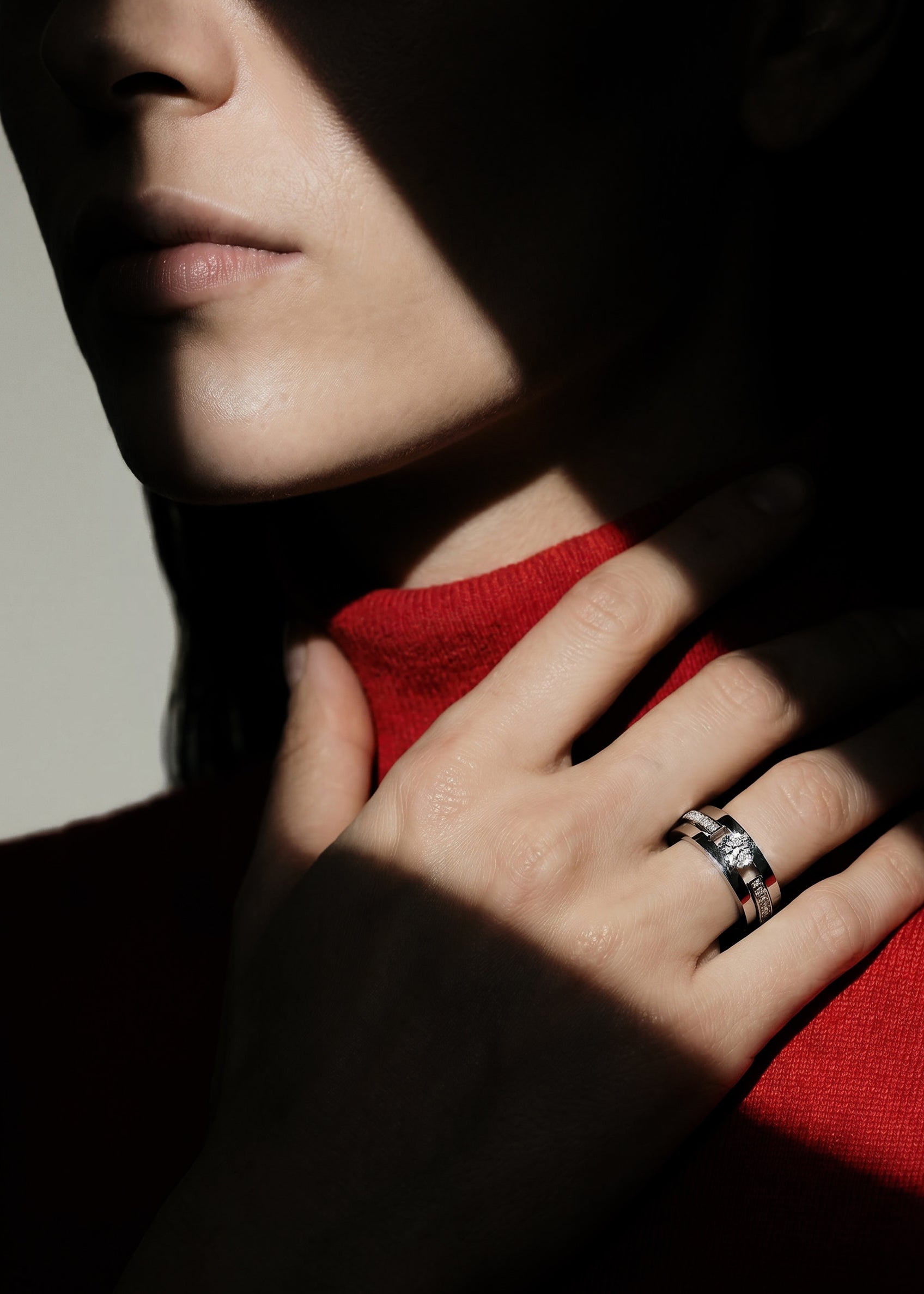 Volume engagement ring 3 rows