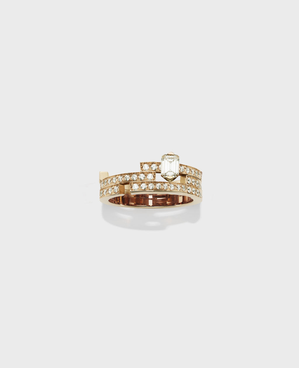 Disruptive engagement ring 3 rows - Dauphin
