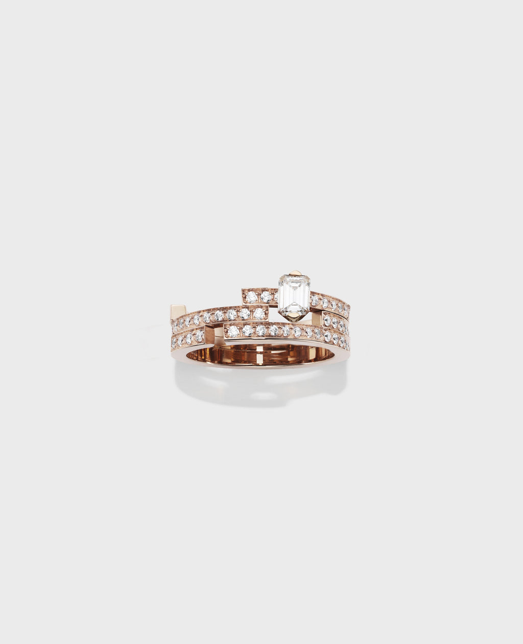 Disruptive engagement ring 3 rows - view 2 - Dauphin