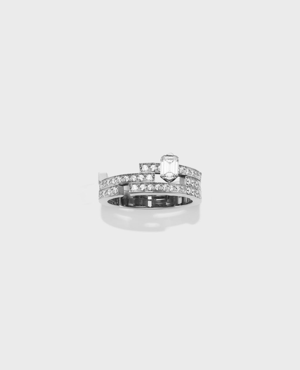 Disruptive engagement ring 3 rows - view 3 - Dauphin