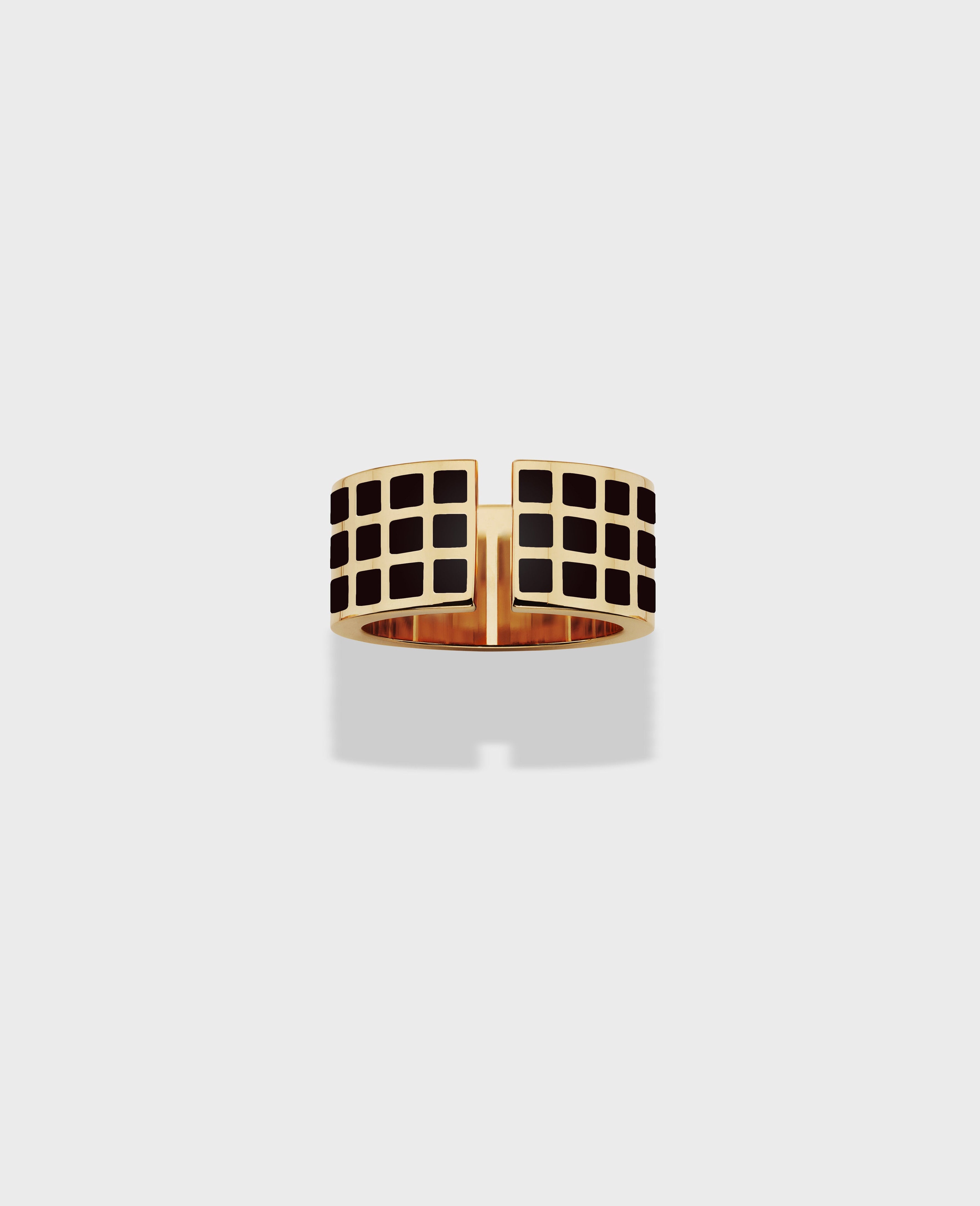Monument ring medium Black Gold