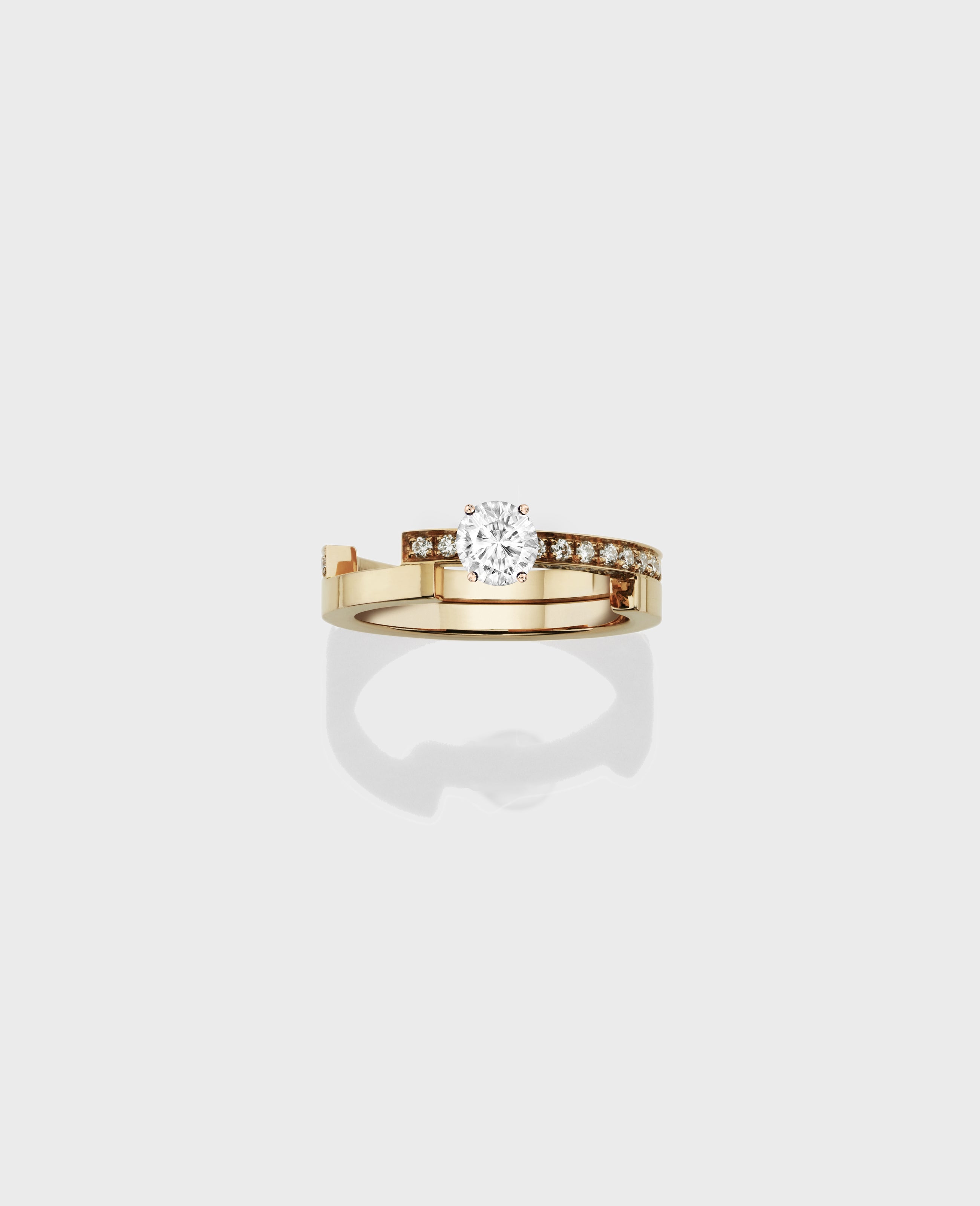 Disruptive engagement ring 2 rows - Dauphin