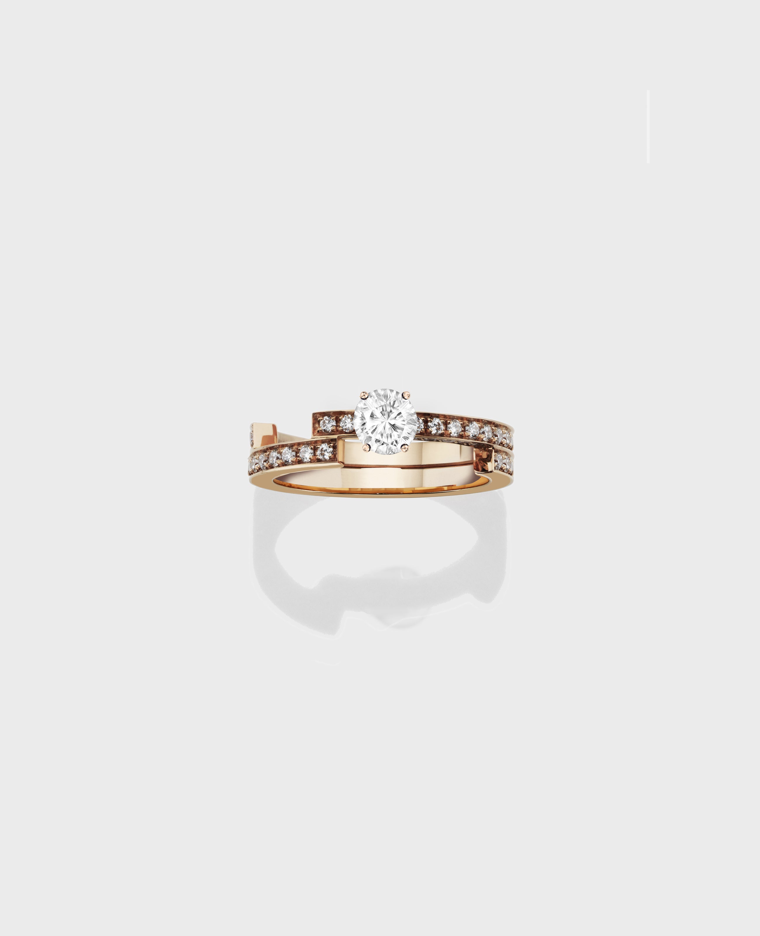 Disruptive engagement ring 2 rows - view 2 - Dauphin
