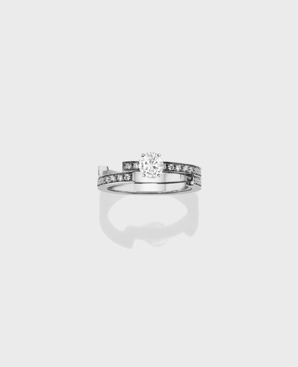 Disruptive engagement ring 2 rows - view 3 - Dauphin