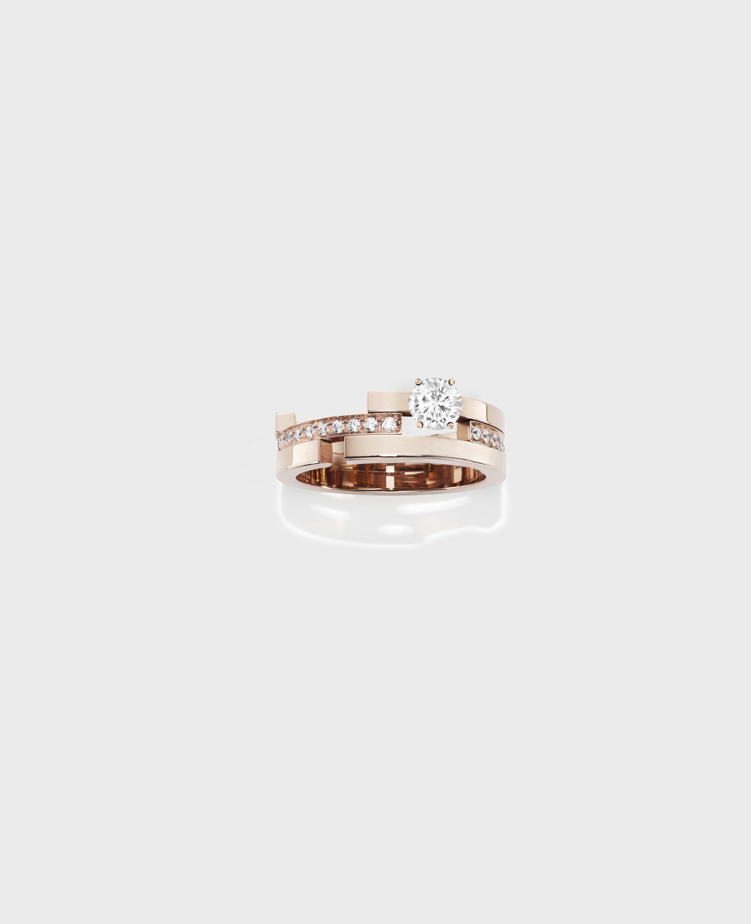 Disruptive engagement ring 3 rows - view 2 - Dauphin
