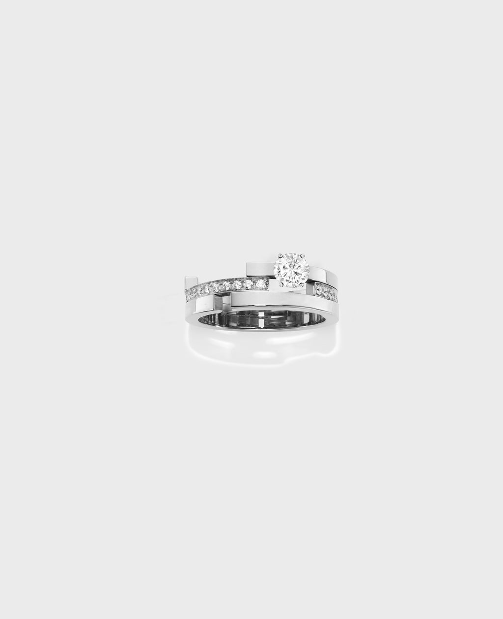 Disruptive engagement ring 3 rows - view 3 - Dauphin