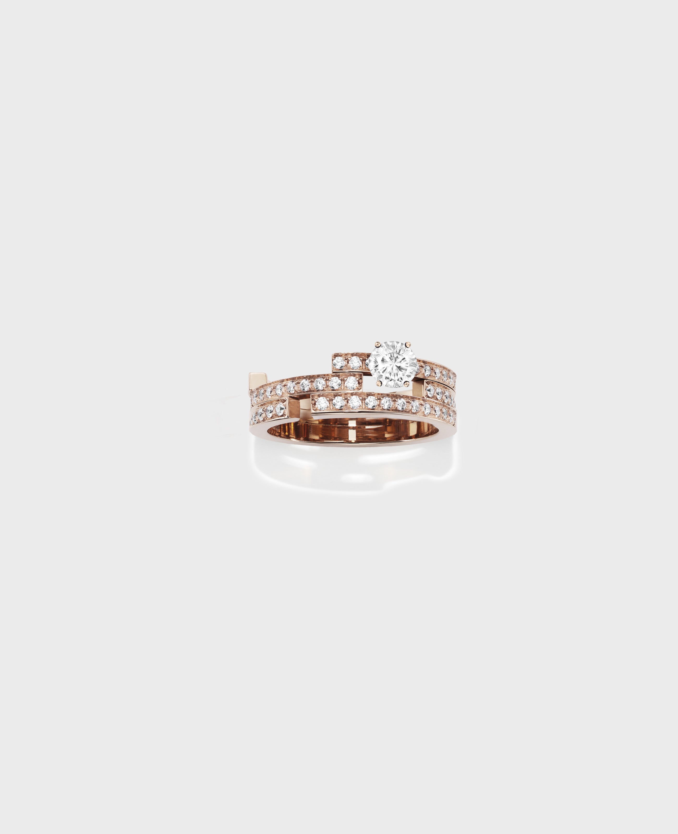 Disruptive engagement ring 3 rows - view 2 - Dauphin