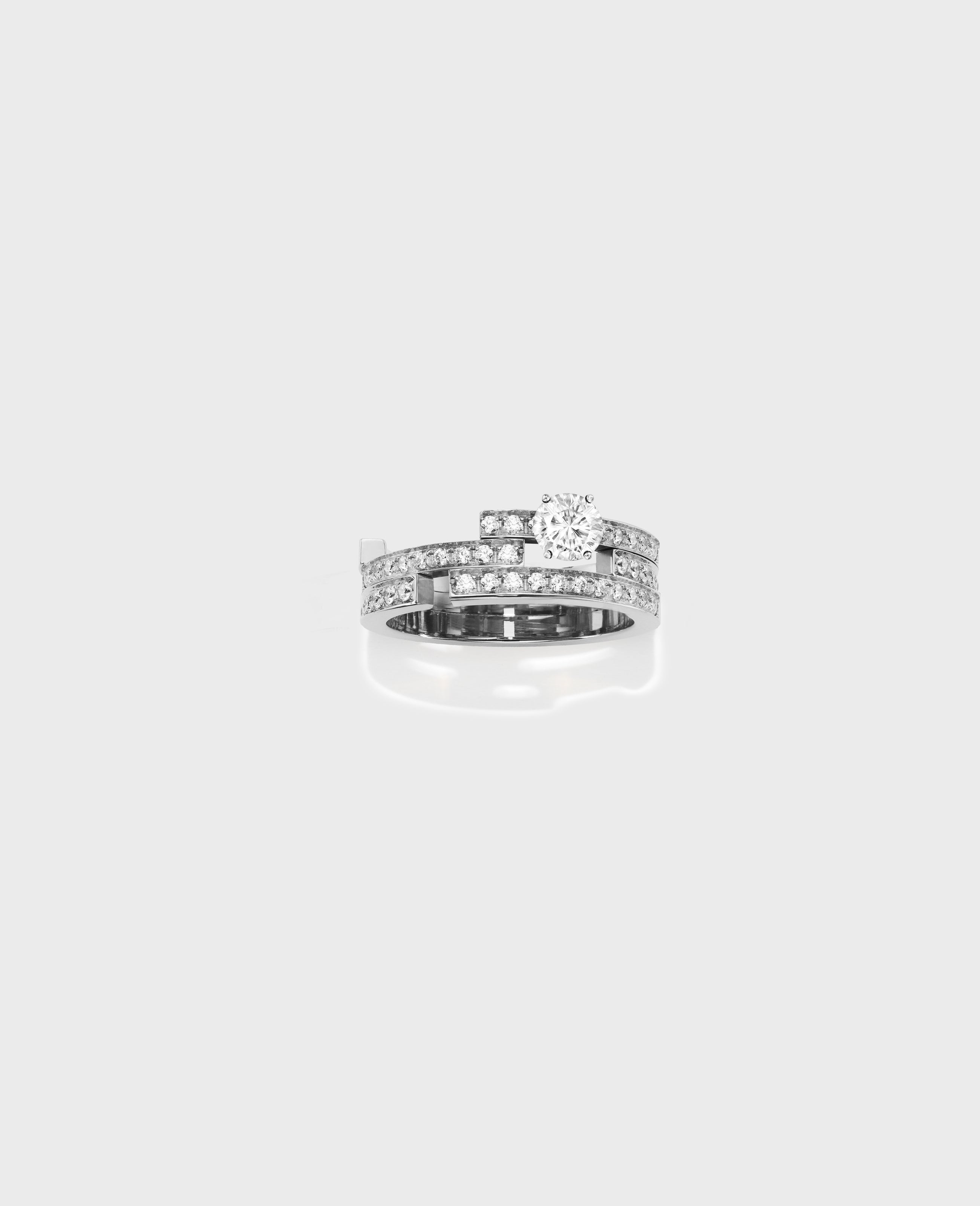 Disruptive engagement ring 3 rows - view 4 - Dauphin