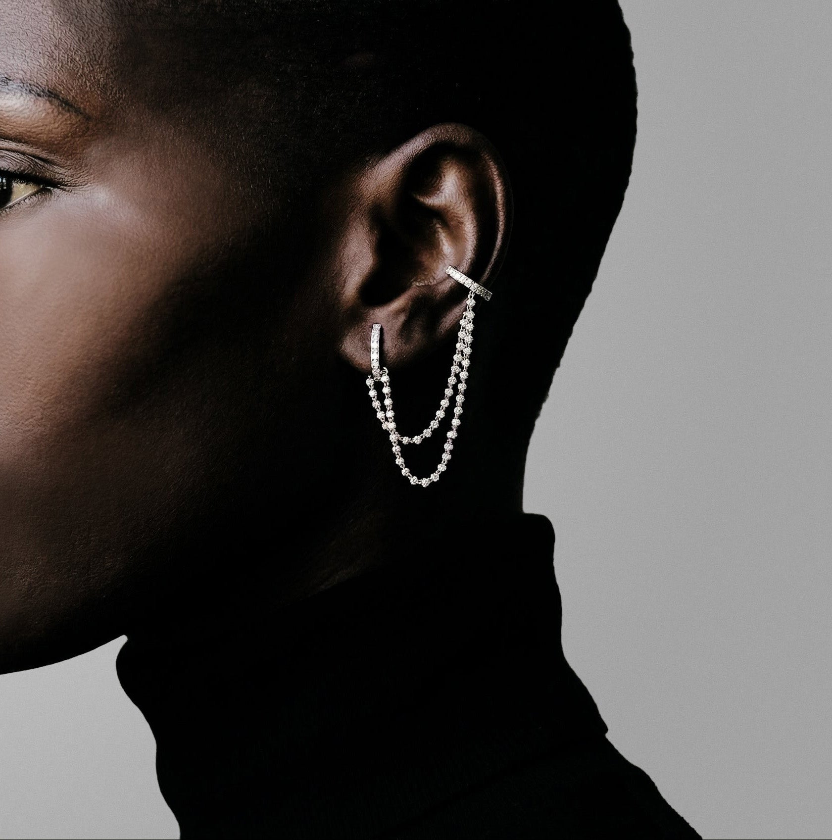 Parabole single earring 2 lines