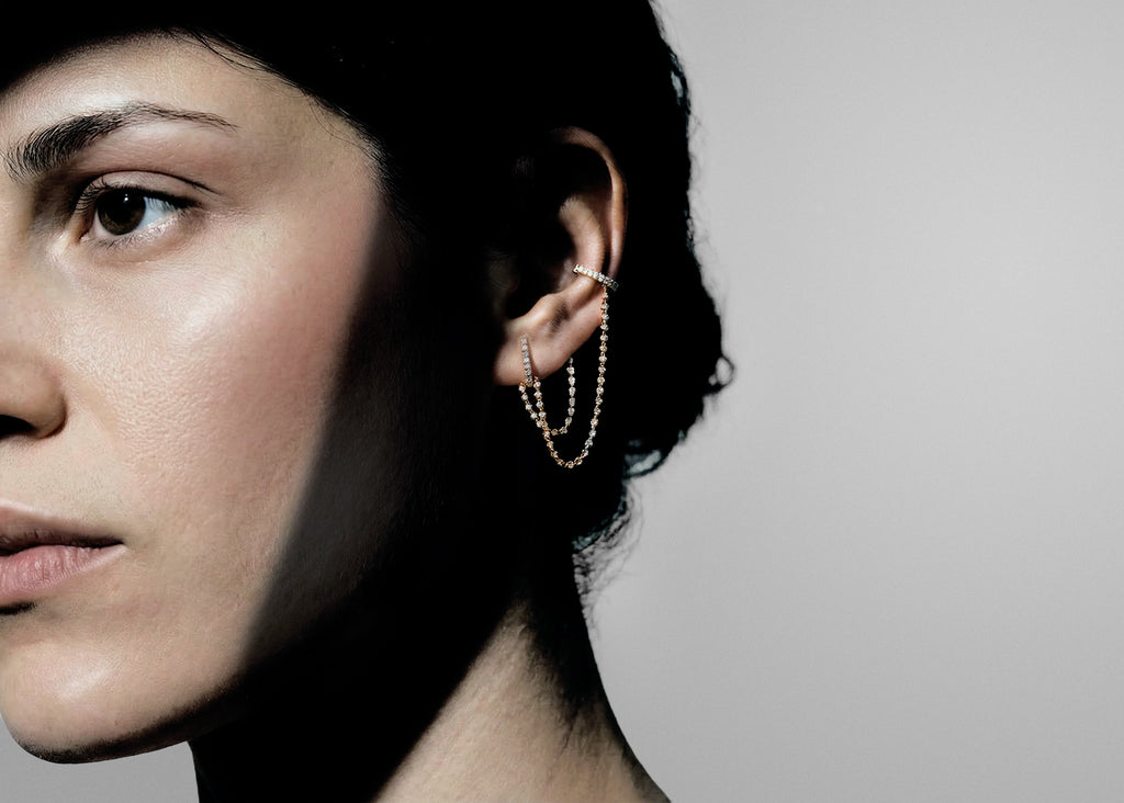 Parabole single earring 2 lines