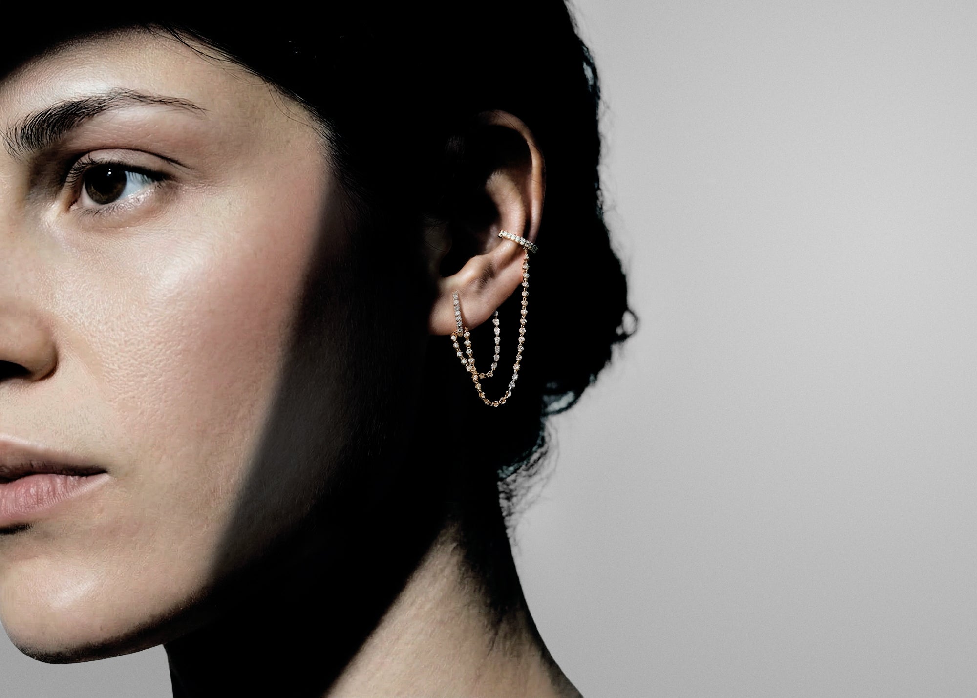 Parabole single earring 2 lines