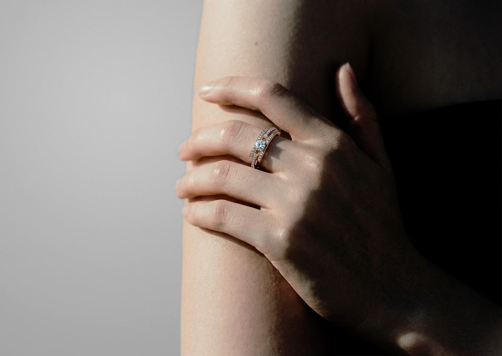 Volume engagement ring 3 rows