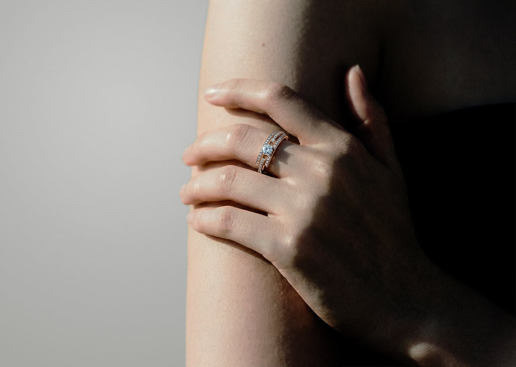 Volume engagement ring 3 rows